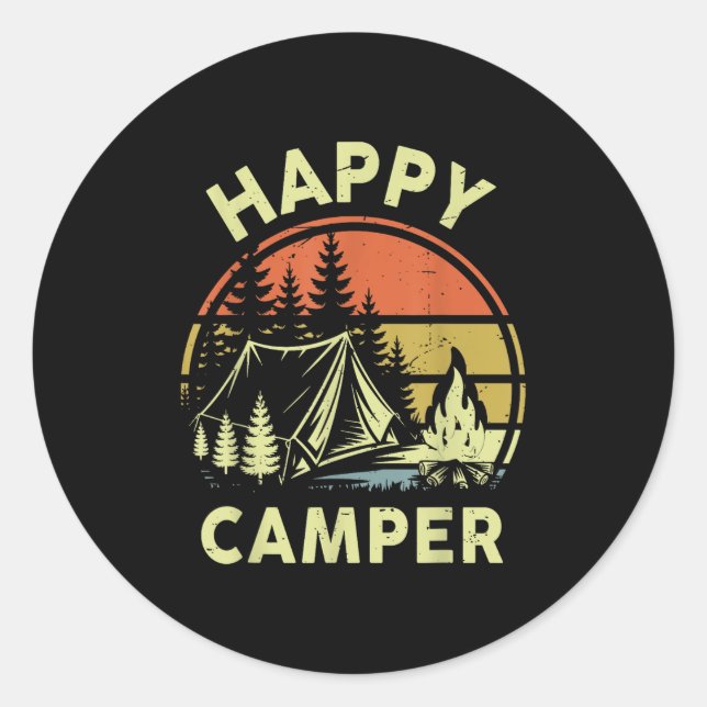One Happy Camper Toddler Boy Funny Camng Campfire  Runder Aufkleber (Vorderseite)
