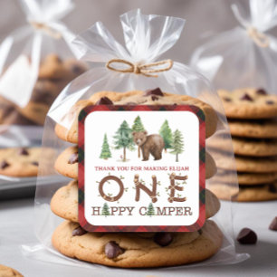 One Happy Camper Vielen Dank Quadratischer Aufkleber