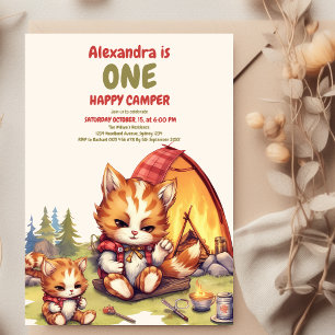 One Happy Camper Wood Boys 1. Geburtstag Einladung