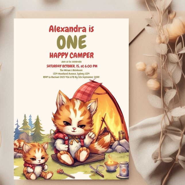 One Happy Camper Wood Boys 1. Geburtstag Einladung (Von Creator hochgeladen)