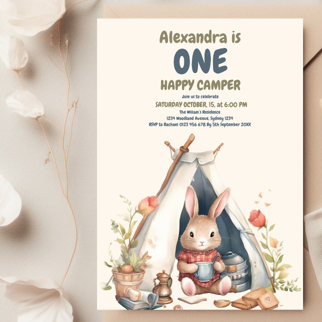 One Happy Camper Wood Boys 1. Geburtstag Einladung (Von Creator hochgeladen)
