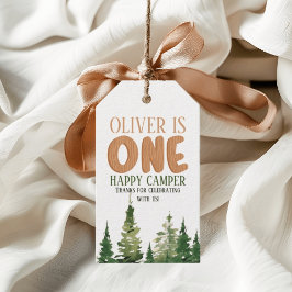 One Happy Camper Wood Boys 1. Geburtstag Geschenkanhänger