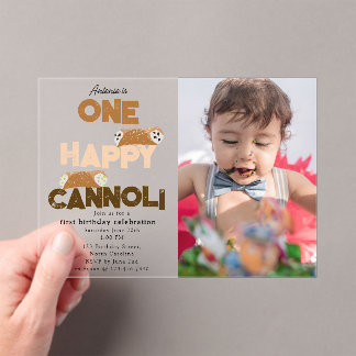 One Happy Cannoli Invite 1st  First Birthday Photo Acryleinladungen