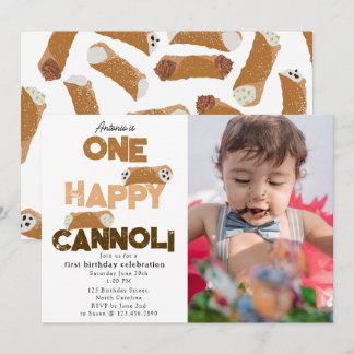One Happy Cannoli Invite 1st  First Birthday Photo Einladung