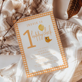 One Happy Chick First Birthday Party Einladung