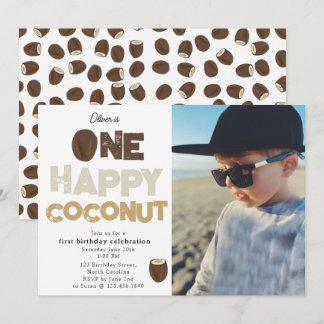 One Happy Coconut 1st Summer Birthday Photo Einladung