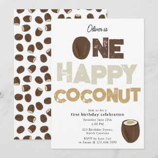 One Happy Coconut Invite 1st Summer Birthday Einladung