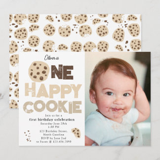 One Happy Cookie Invite 1st  First Birthday Photo Einladung