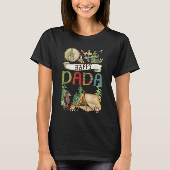 One Happy Dada Camper First Birthday Camng Bear  T-Shirt (Vorderseite)
