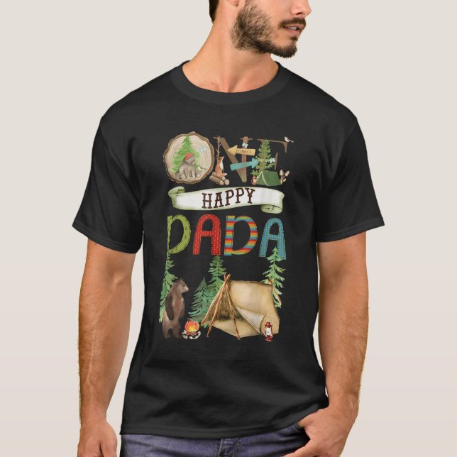 One Happy Dada Camper First Birthday Camng Bear  T-Shirt (Vorderseite)