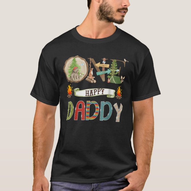 One Happy Daddy Camper 1St Birthday Camping Bear  T-Shirt (Vorderseite)