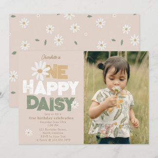 One Happy Daisy Invite 1st  First Birthday Photo Einladung