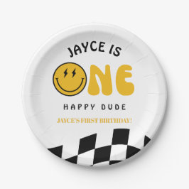 One Happy Dude 1st Birthday Checkered Paper Plates Pappteller
