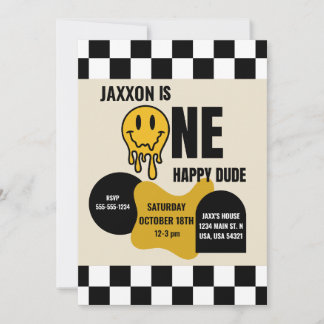 ONE Happy Dude Birthday Invitation Einladung