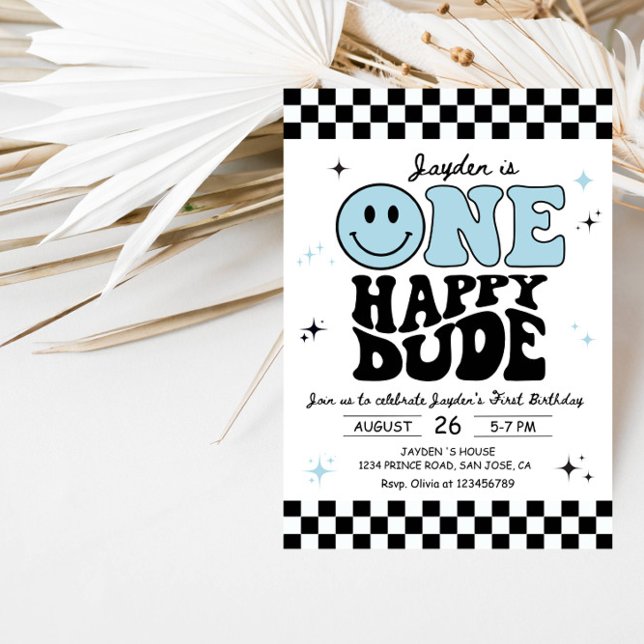 One Happy Dude Boy First Birthday Party Einladung (Von Creator hochgeladen)