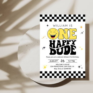 One Happy Dude - Fun 1st Birthday Boy Party Einladung