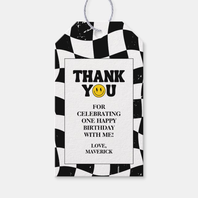 One Happy Dude Retro 1st Birthday Geschenkanhänger (Vorderseite)