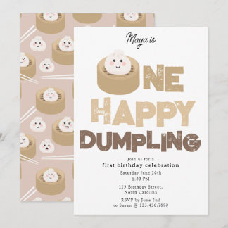 One Happy Dumpling Invite 1st  First Birthday Cute Einladung