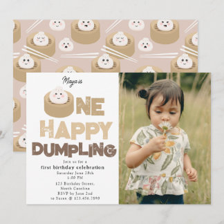 One Happy Dumpling Invite 1st First Birthday Photo Einladung