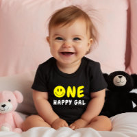 One Happy Gal 1. Geburtstag Yellow Smiley