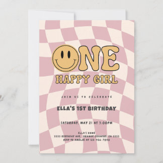 ONE HAPPY GIRL BIRTHDAY INVITATION EINLADUNG