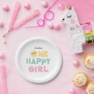 One Happy Girl Birthday Invite 1. Geburtstag Sun Pappteller