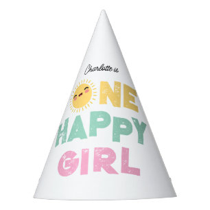 One Happy Girl Birthday Invite 1. Geburtstag Sun Partyhütchen