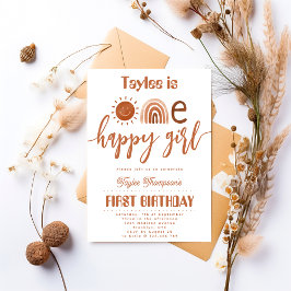 One Happy Girl Boho Rainbow Sunshine Geburtstag Einladung