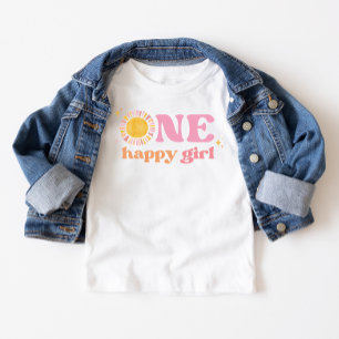 One Happy Girl Pink Boho Sun 1. Geburtstag Baby T-shirt