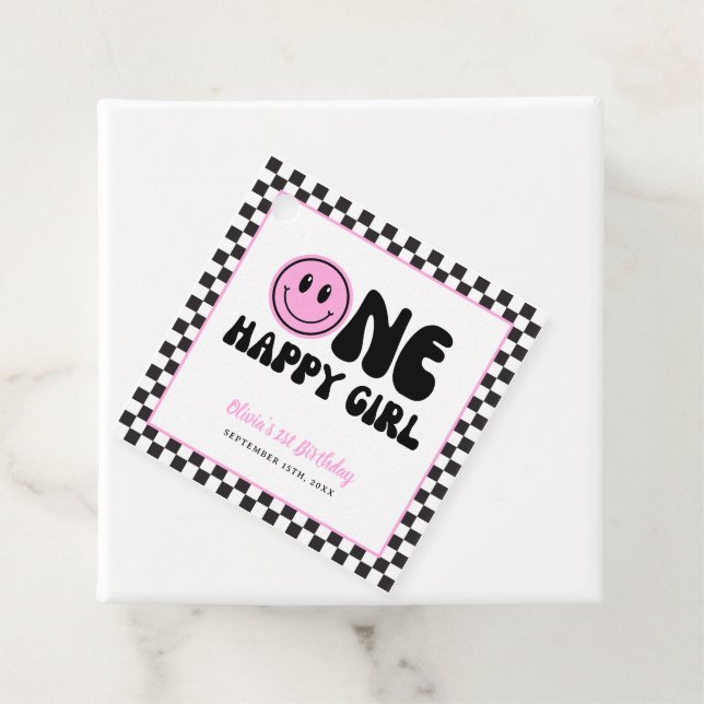 One Happy Girl Pink Happy Face Birthday Geschenkanhänger (Beispiel)