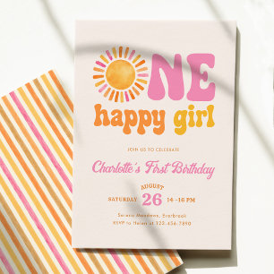 One Happy Girl Sunshine 1. Geburtstag Einladung
