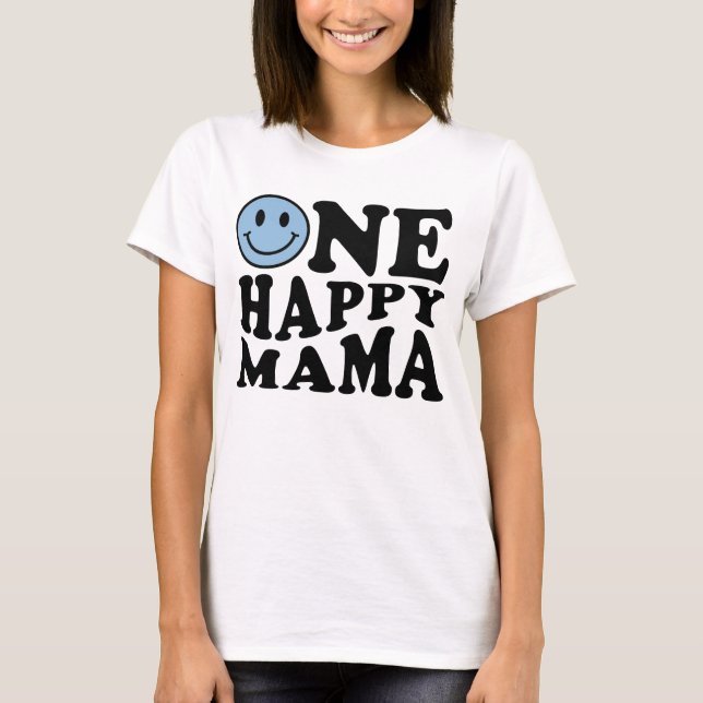 One Happy Mama | Blue Matching One Family Geburtst T-Shirt (Vorderseite)