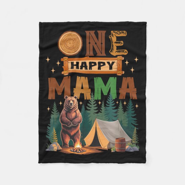 One Happy Mama Camper 1st Birthday Camng Bear  Fleecedecke (Vorderseite)