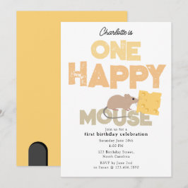 One Happy Mouse Invite 1st Cute Birthday Einladung