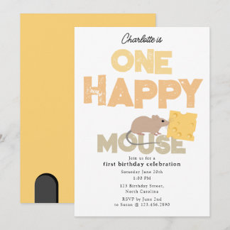 One Happy Mouse Invite 1st Cute Birthday Einladung