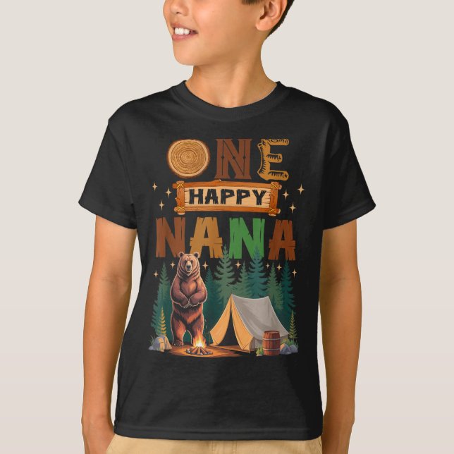 One Happy Nana Camper 1st Birthday Camng Bear  T-Shirt (Vorderseite)