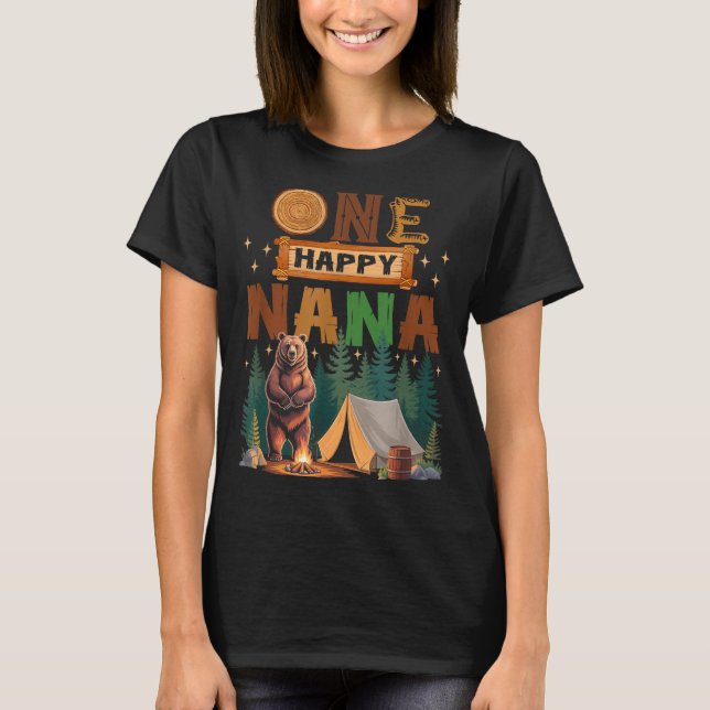 One Happy Nana Camper 1st Birthday Camng Bear  T-Shirt (Vorderseite)