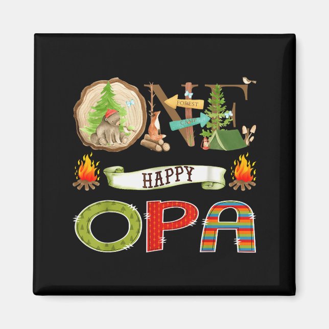 One Happy Opa Camper 1st Birthday Camng Bear  Magnet (Vorne)