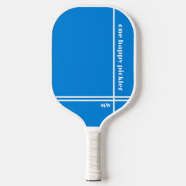 One Happy Pickler Blue White Initials Funny Pickleball Schläger