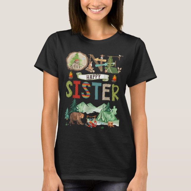 One Happy Sister Camper 1st Birthday Camng Bear  T-Shirt (Vorderseite)