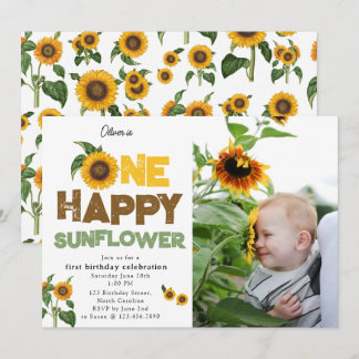 One Happy Sunflower 1st Summer Birthday Photo Einladung