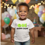 One Happy Typ 1. Geburtstag Green Smiley Baby T-shirt<br><div class="desc">Wir fügen immer wöchentlich neue Designs hinzu!</div>