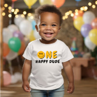 One Happy Typ 1. Geburtstag Orange Smiley