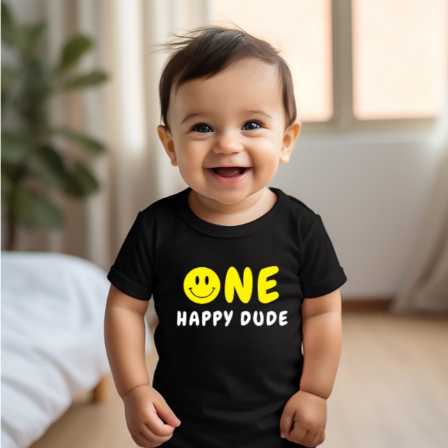 One Happy Typ 1. Geburtstag Yellow Smiley Baby T-shirt (Von Creator hochgeladen)
