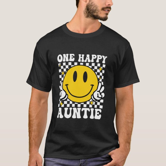 One Happy Typ Auntie glückliche Gesicht 1. Geburts T-Shirt (Vorderseite)