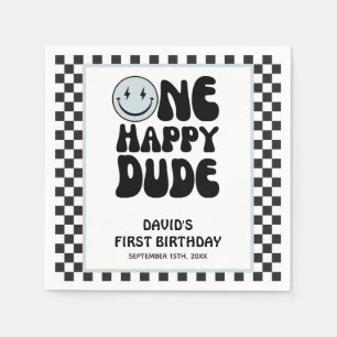 One Happy Typ Blue Niedlich Boy Erster Geburtstag Serviette