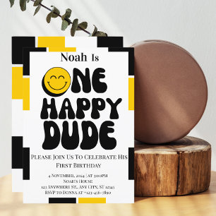 One Happy Typ Boy 1. Geburtstag Einladung