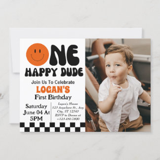 One Happy Typ Boy 1. Geburtstag Foto Einladung