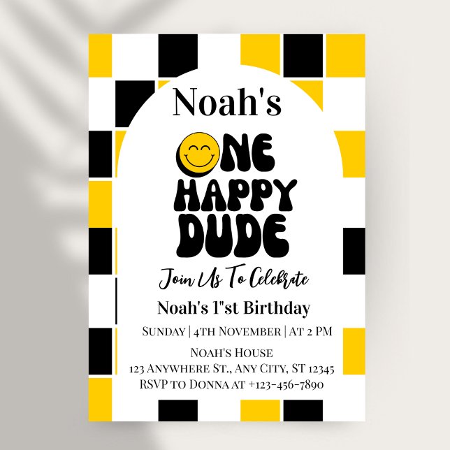 One Happy Typ Boy First Birthday Einladung (Von Creator hochgeladen)