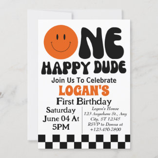 One Happy Typ Boy First Birthday Party Einladung